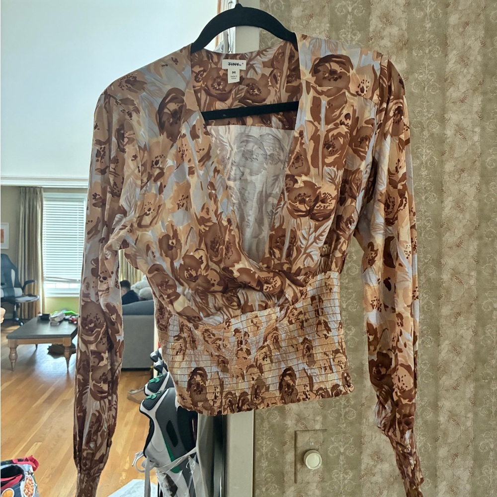 Anthropologie TINY Brown Floral Blouse